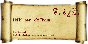 Héber Áhim névjegykártya